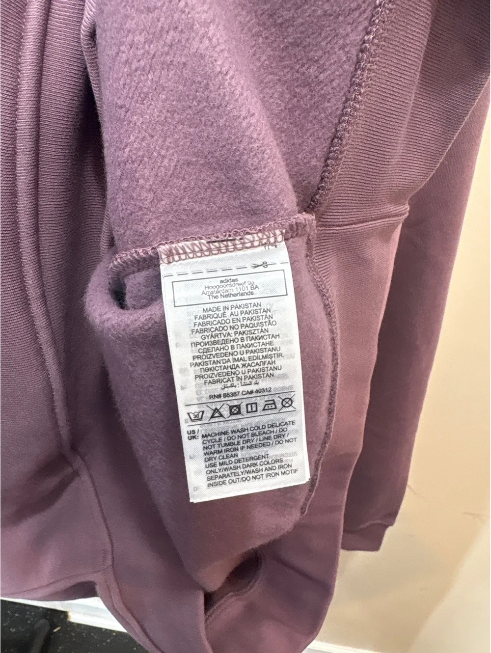 Adidas Trefoil Hoodie in Dusty Purple, Size M